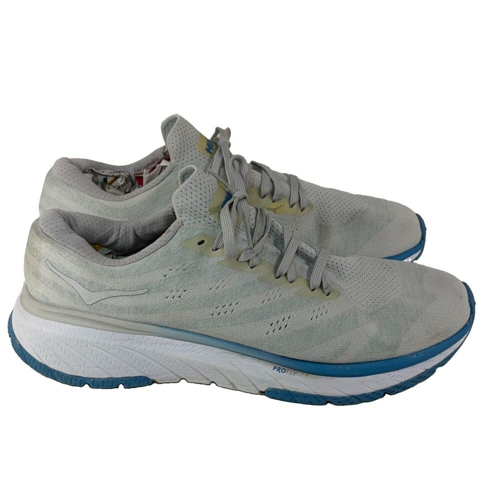 Hoka One One Cavu Running Shoes Mens 11 White Blue Sneakers Trainers